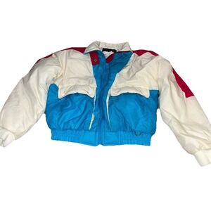 Vintage PORSHA Winer Womens Sz  Medium WINTER SKI SNOW COAT ‎ Blue White